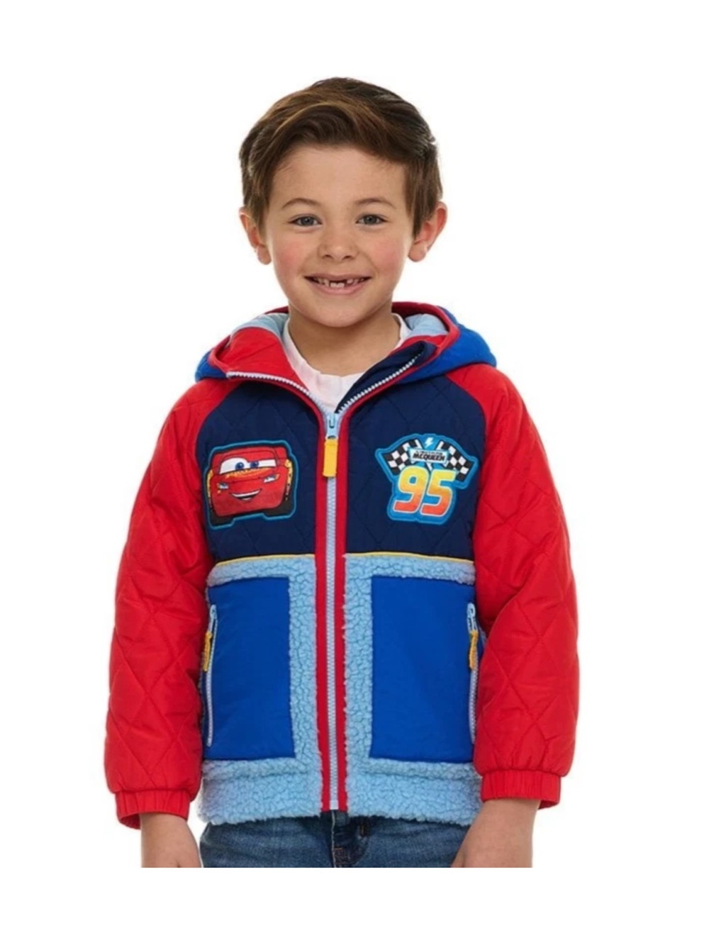 Disney Kids Blue & Red Lightning McQueen Hooded Jacket